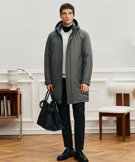 white goose down jacket medium hood /2color　SH2569
