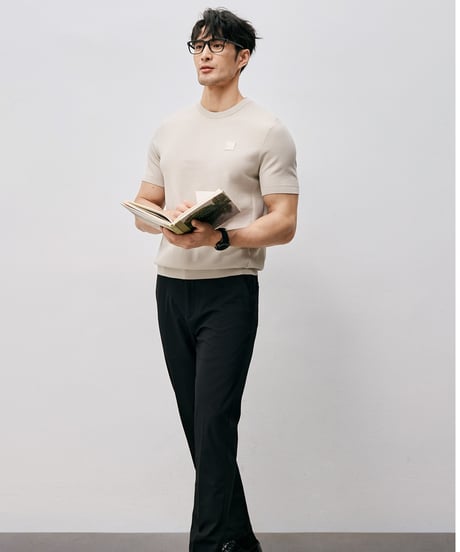 cotton jacquard t-shirt /2color　SH2546