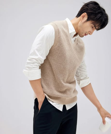 knit vest cashmere 100%　SH2166