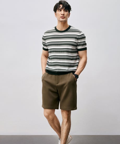 mulberry silk striped t-shirt /2color　SH2557