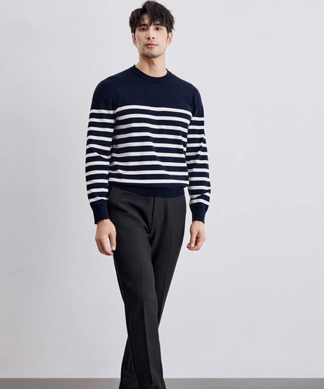 striped round neck sweater /2color　SH2294