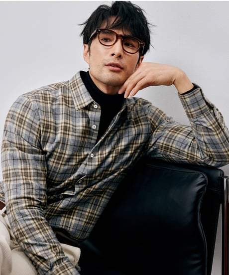 shirt long sleeves cotton checkered brushed　SH2601