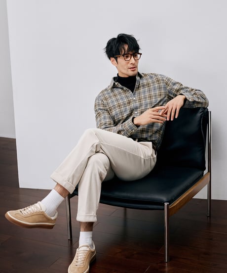 shirt long sleeves cotton checkered brushed　SH2601