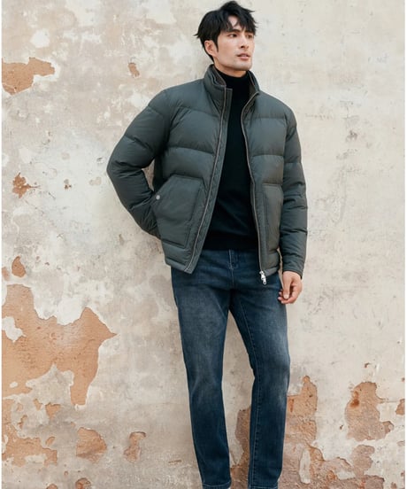 white goose leather stitch down jacket /3color　SH2382