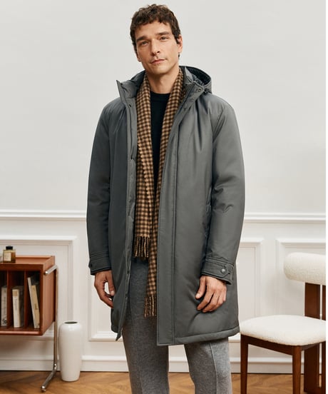 white goose down jacket medium hood /2color　SH2569