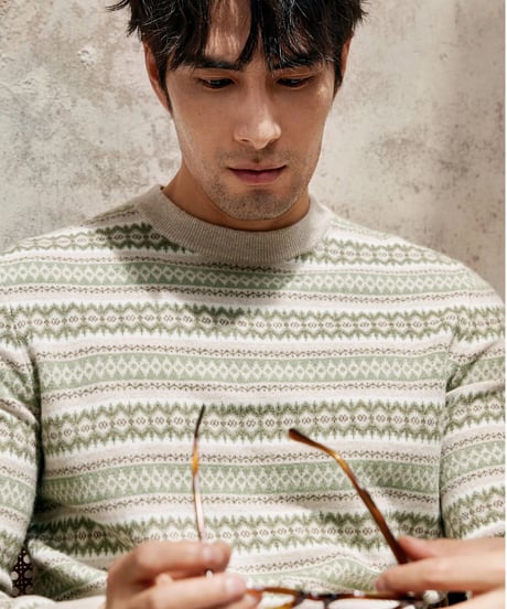 fair isle jacquard cashmere wool sweater　SH2342