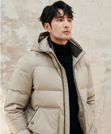white goose leather stitch down jacket /3color　SH2382