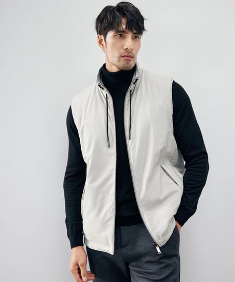 reversible stand collar vest jacket /3color　SH2261