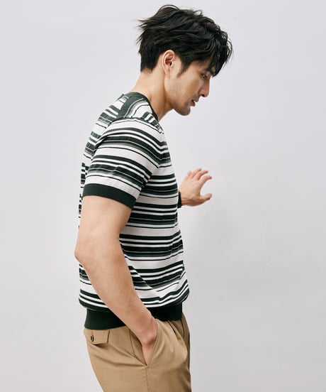 mulberry silk striped t-shirt /2color　SH2557