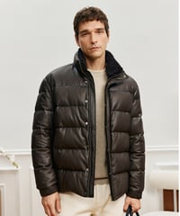 white goose down leather jacket　SH2575