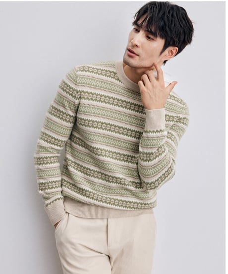 fair isle jacquard cashmere wool sweater　SH2342