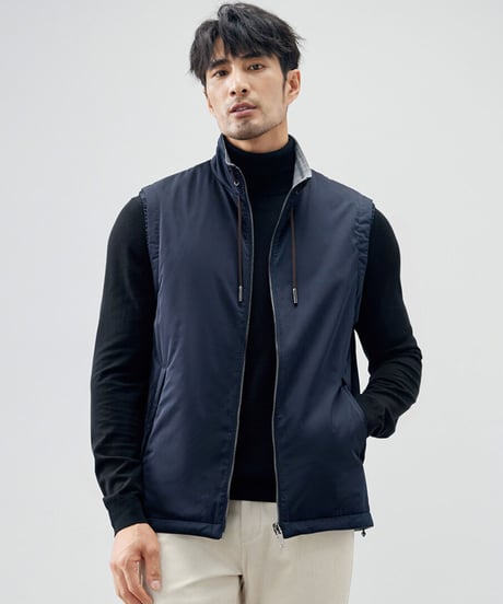 reversible stand collar vest jacket /3color　SH2261