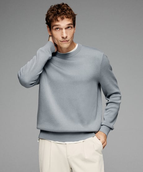 round neck sweater in wool /4color　SH2649