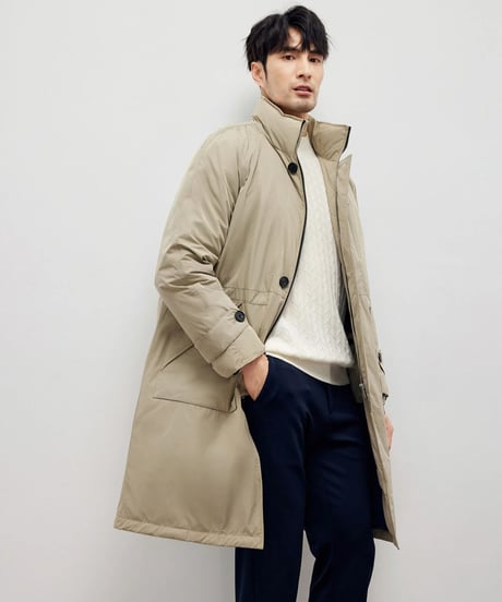 white duck down mid length coat　SH2188