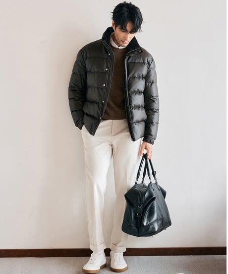 white goose down leather jacket　SH2575
