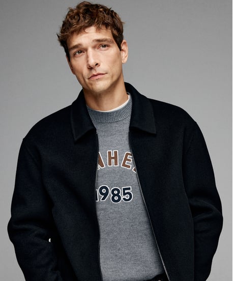 round neck sweater in wool /2color　SH2638