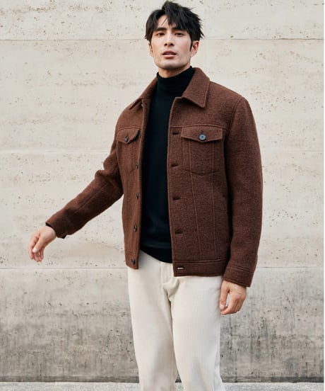 lapel denim jacket wool 100% /2color　SH2383