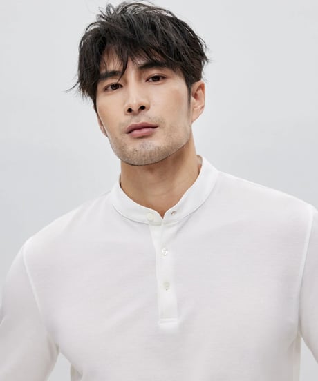 cotton henley collar t shirt /2color　SH2153