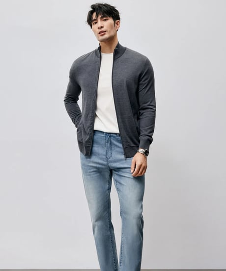 stand collar knit cardigan /2color　SH2449