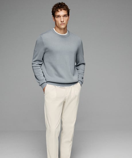 round neck sweater in wool /4color　SH2649