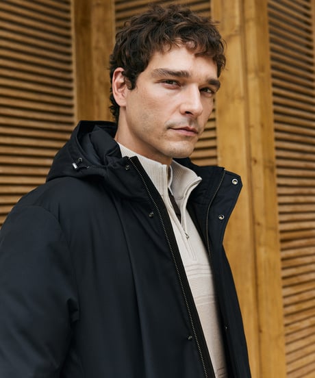 white goose down jacket medium hood /2color　SH2569
