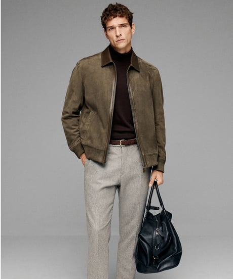 suede leather jacket with white goose down　SH2637