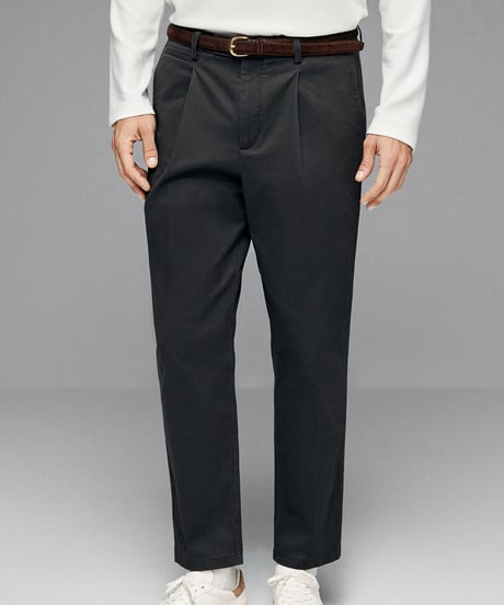 casual pants single pleat straight /2color　SH2606