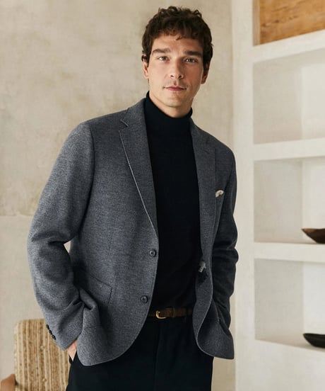 casual blazer knit wool business　SH2567