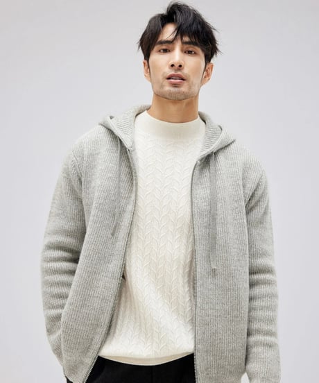wool hooded cardigan　SH2165