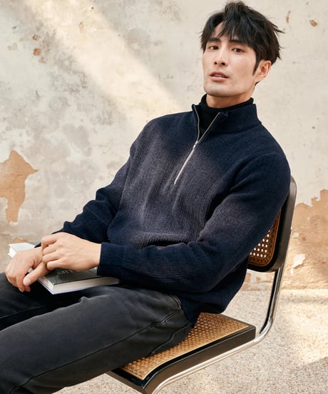 chenille stand-up collar sweater /2color　SH2396