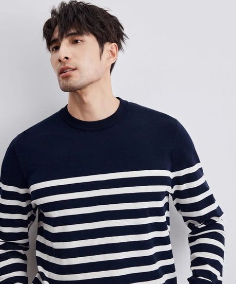 striped round neck sweater /2color　SH2294