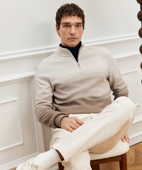cardigan sweater wool zipper stand collar　SH2581
