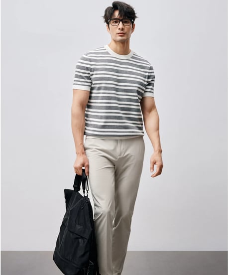 striped round neck t-shirt /2color　SH2455