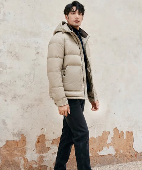 white goose leather stitch down jacket /3color　SH2382