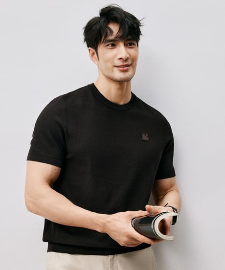 cotton jacquard t-shirt /2color　SH2546