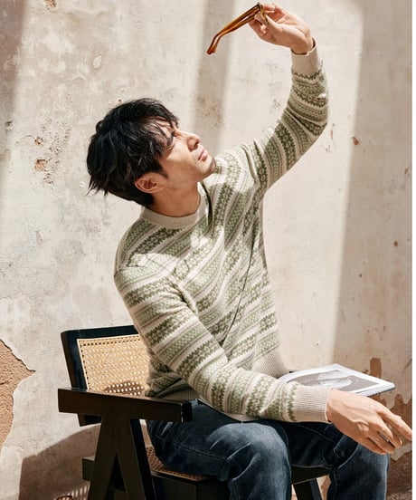 fair isle jacquard cashmere wool sweater　SH2342