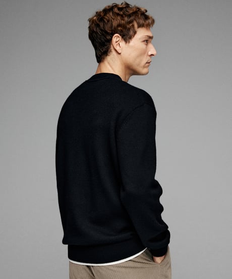 round neck sweater in wool /2color　SH2638