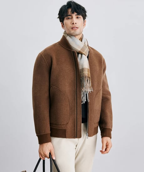 baseball collar wool tweed jacket /2color　SH2416