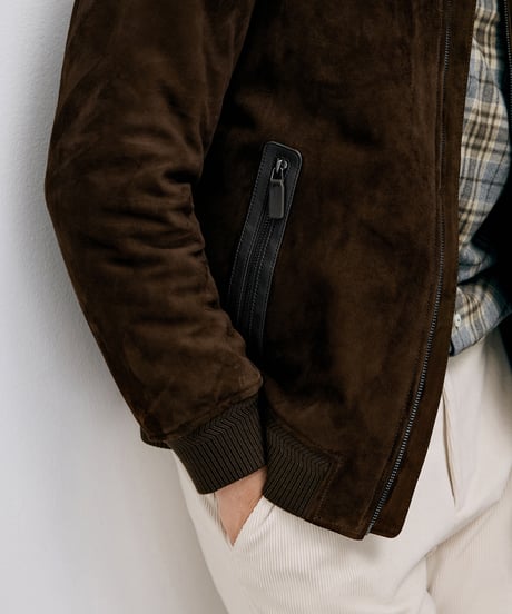 suede leather jacket with white goose down /2color　SH2594