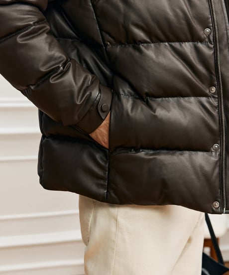 white goose down leather jacket　SH2575