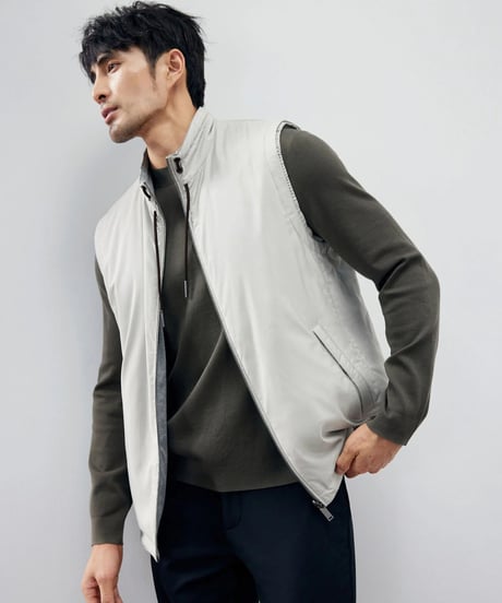 reversible stand collar vest jacket /3color　SH2261