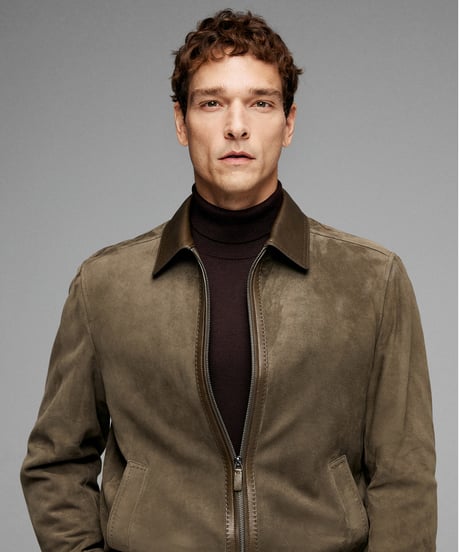 suede leather jacket with white goose down　SH2637