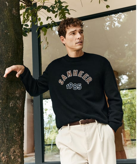 round neck sweater in wool /2color　SH2638