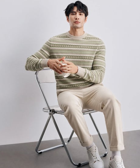 fair isle jacquard cashmere wool sweater　SH2342