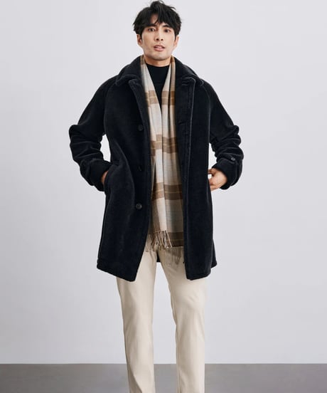 lapel mid-length coat wool 100%　SH2418