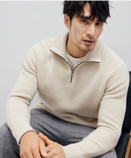wool half zip sweater /2color　SH2204