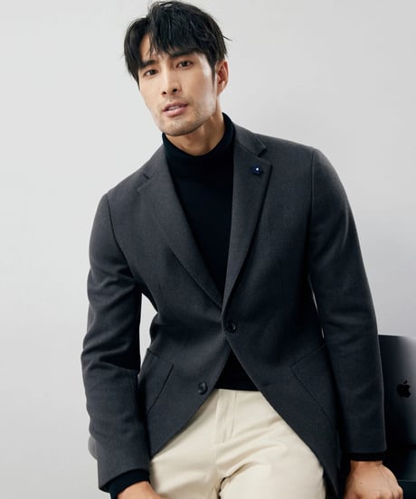 wool herringbone slim casual jacket /2color　SH2239
