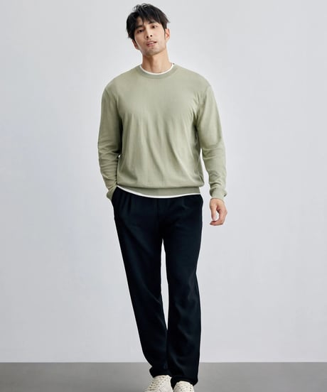 casual pants with elastic waistband straight fit　SH2125