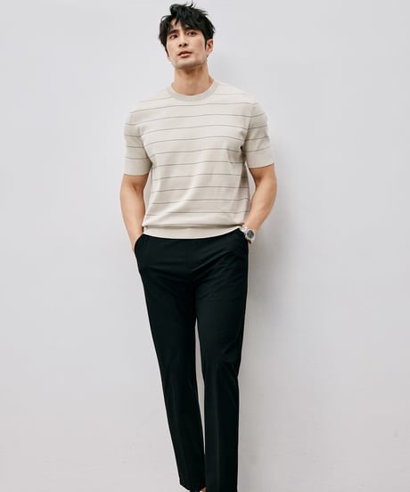 round neck knit short sleeve t-shirt /2color　SH2495