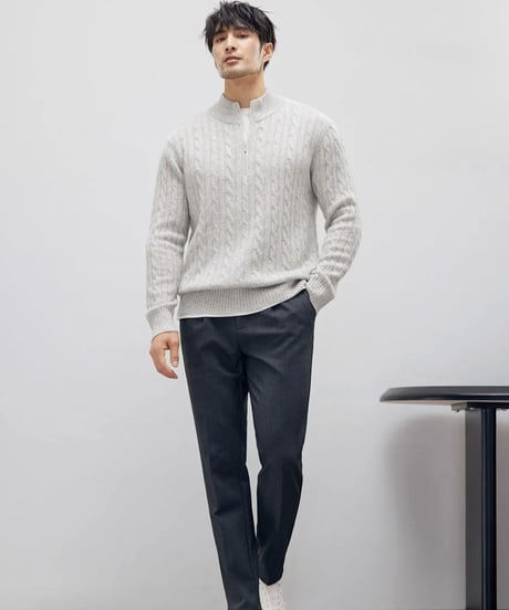 cashmere sweater half height zipper /2color　SH2194